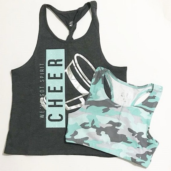 Justice size 14-16 cheer tank top with sports bra , short & matching headband - Picture 3 of 12